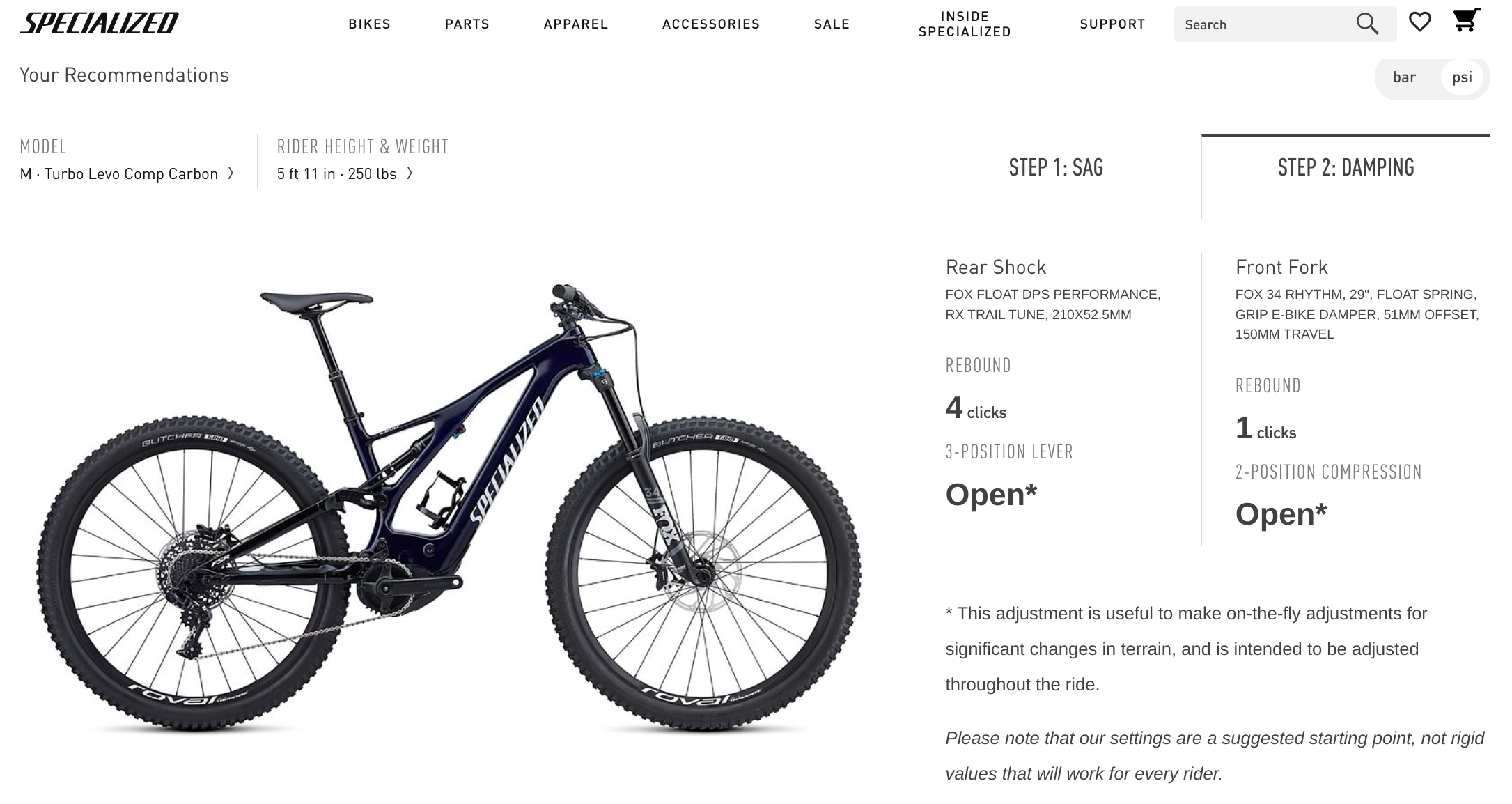 Specialized tune my suspension sale