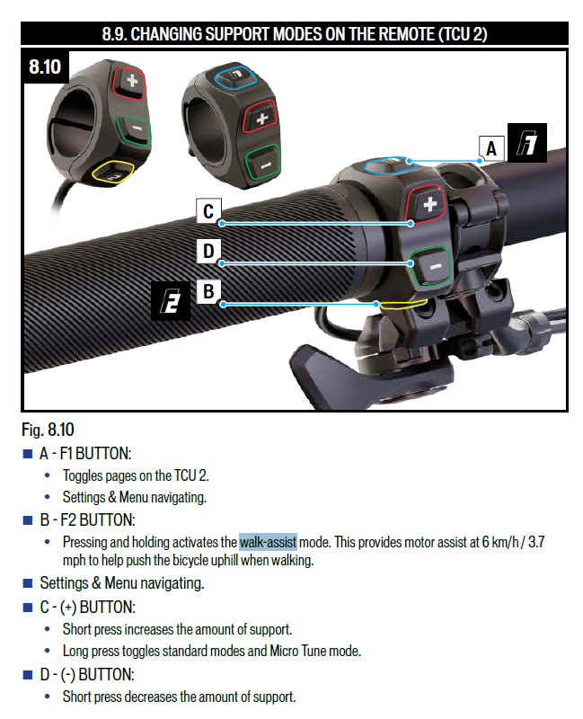 Specialized levo store walk assist switch