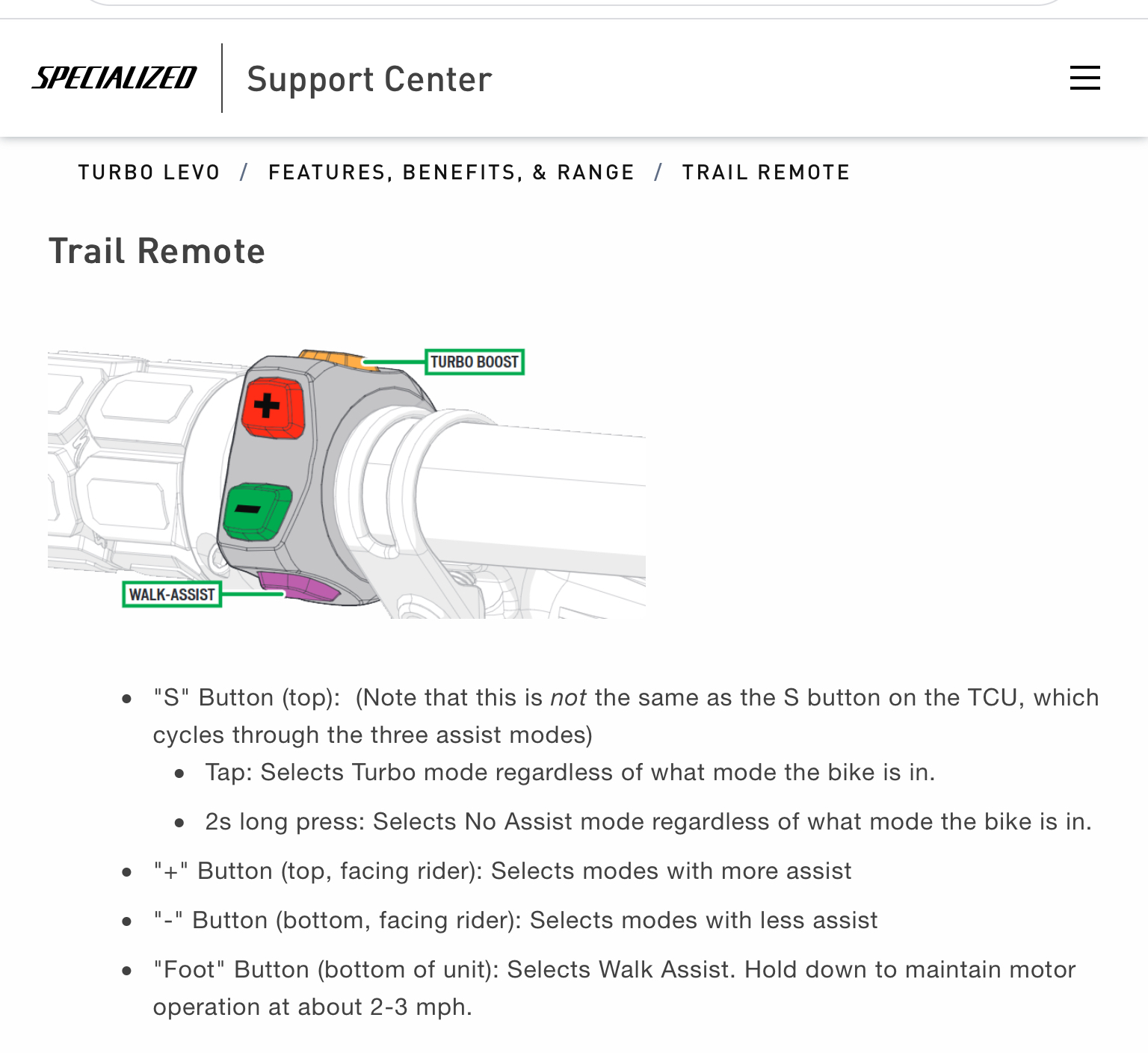 Specialized turbo best sale levo handlebar remote