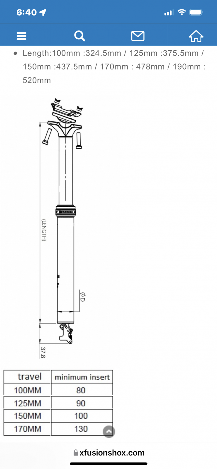 Seat post online dimensions