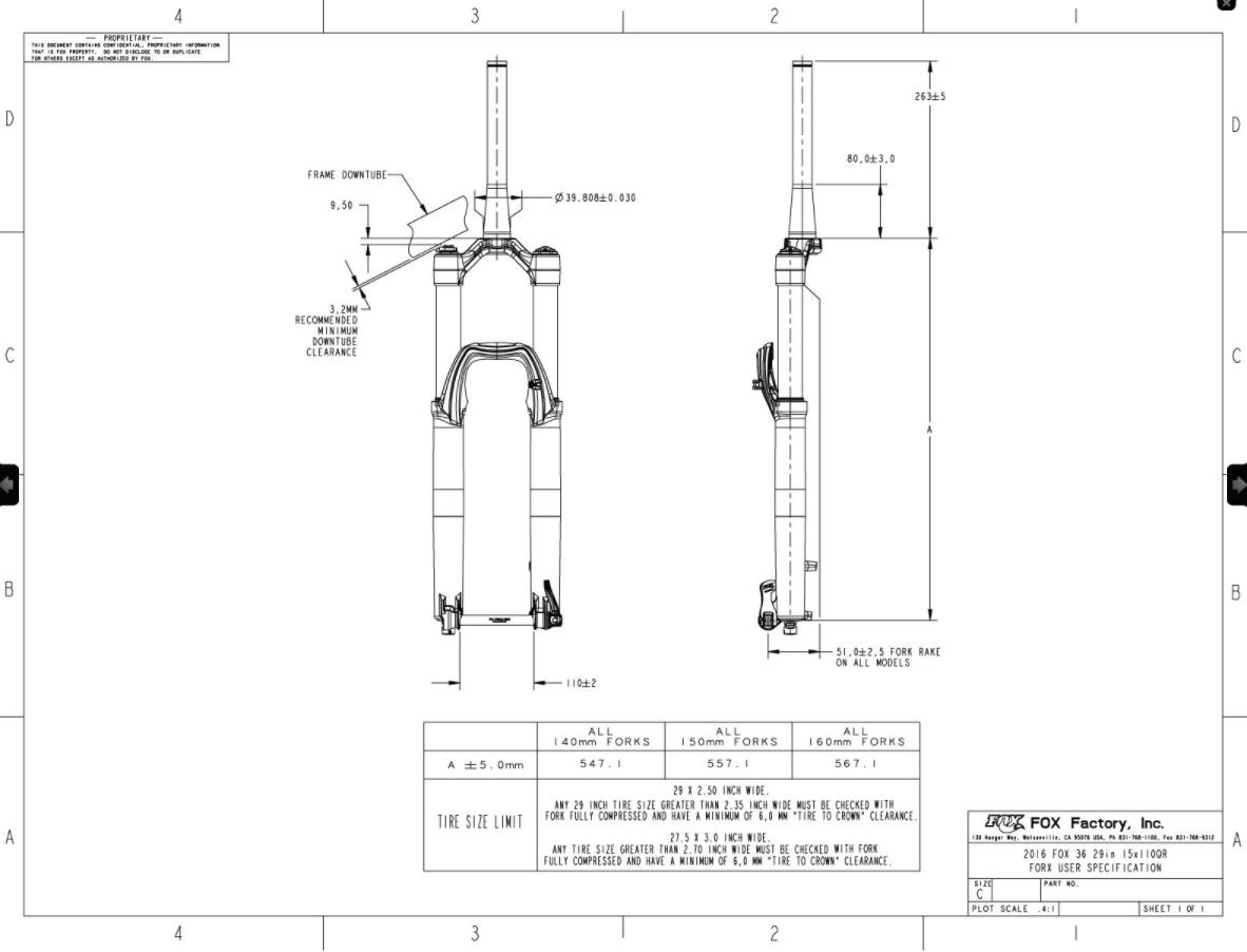 Fox 36 29er hot sale axle to crown