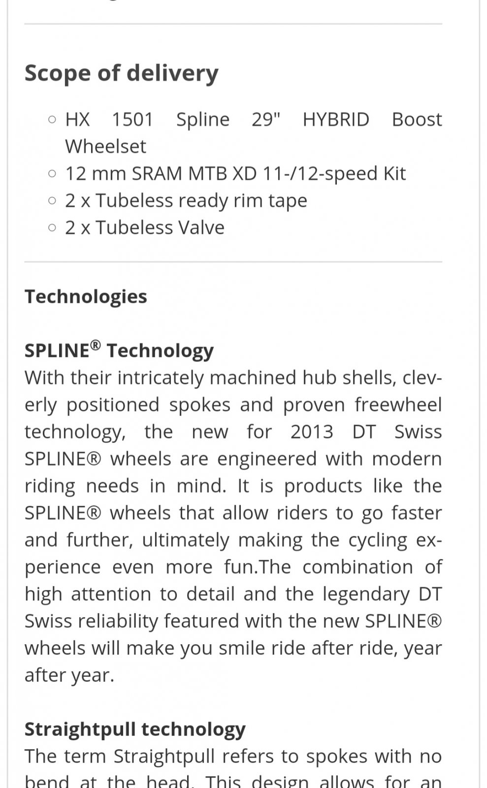 Dt swiss hx 1501 spline online one 29 hybrid boost wheelset