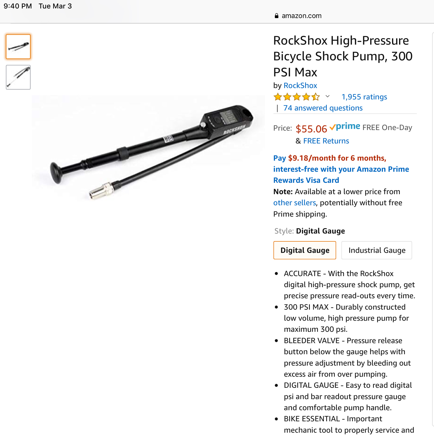 rockshox high pressure digital shock pump