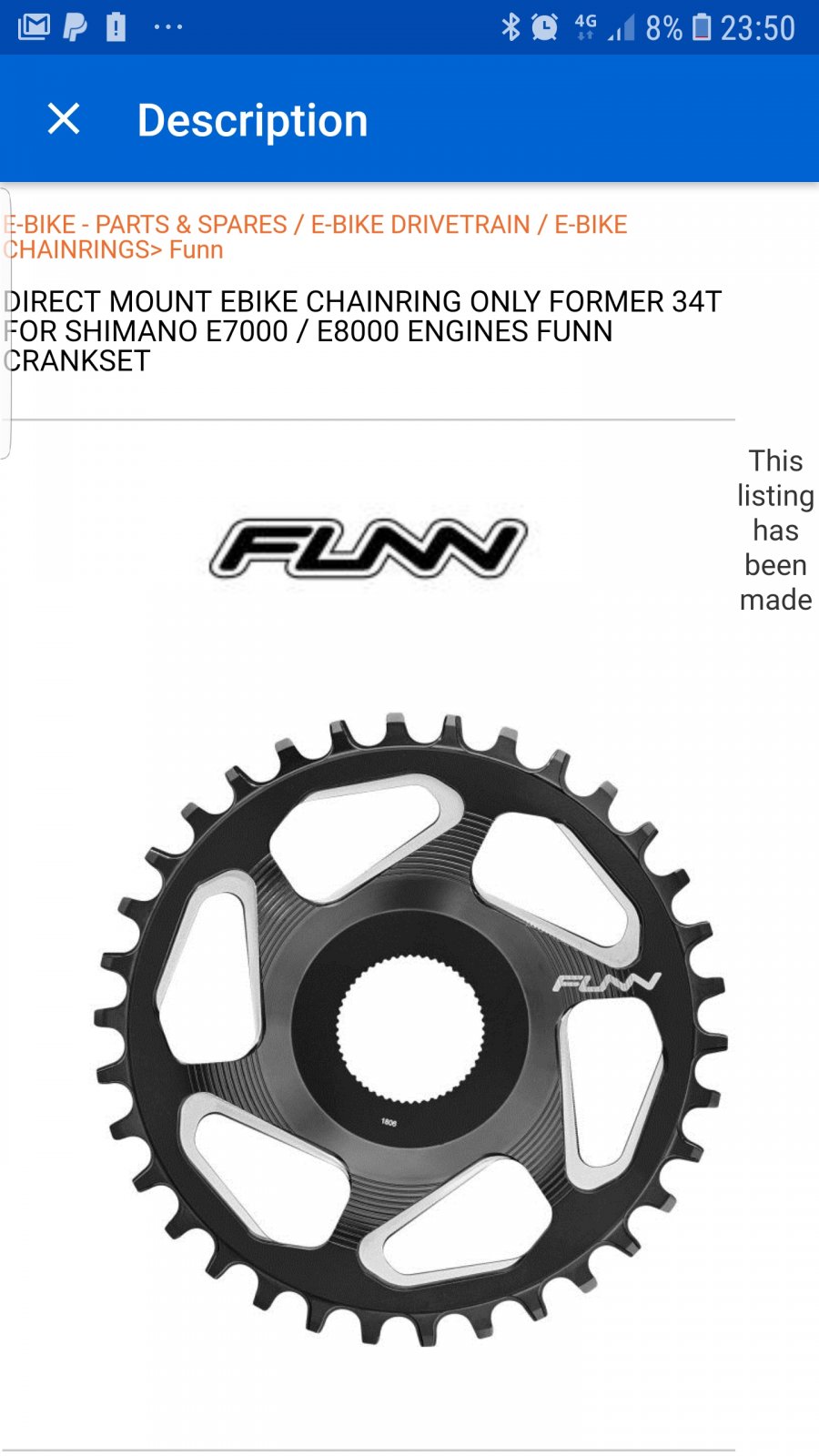 shimano steps e8000 chainring